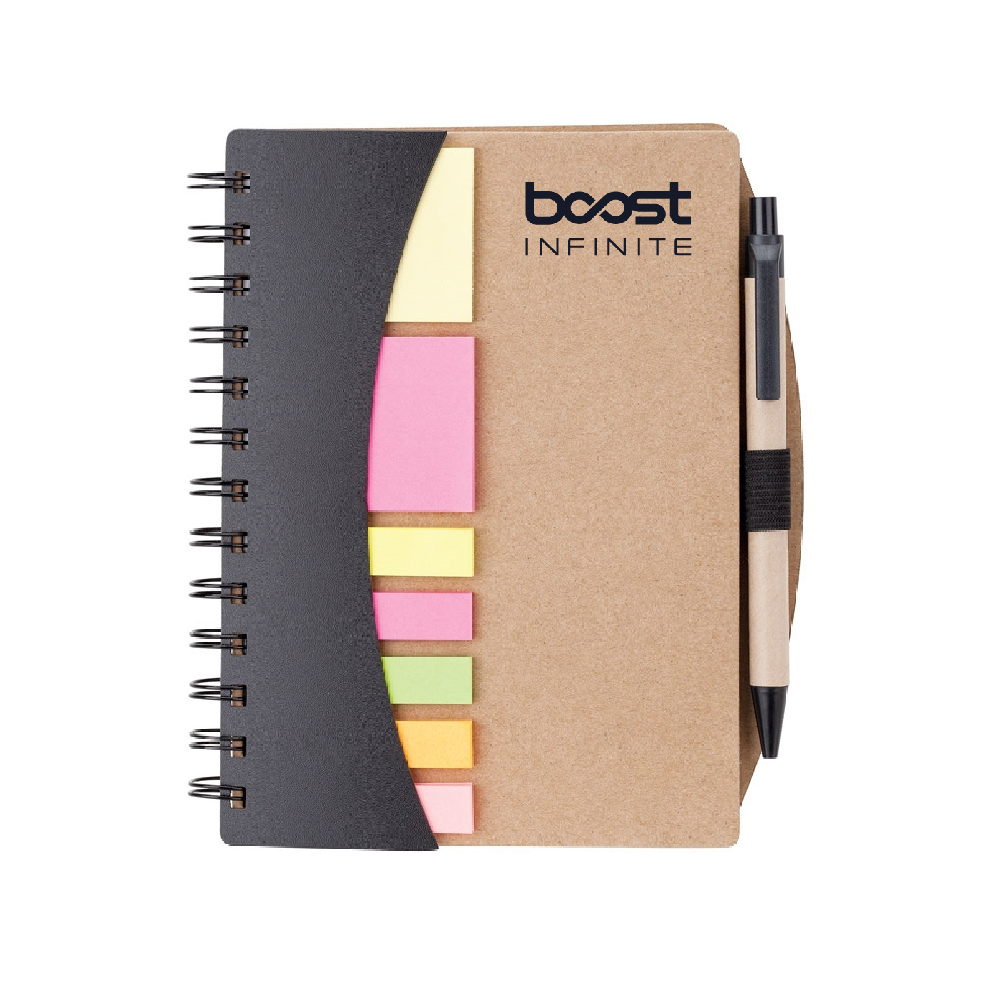 Broome Mini Journal with Pen, Flags & Sticky Notes with Boost Infinite Logo