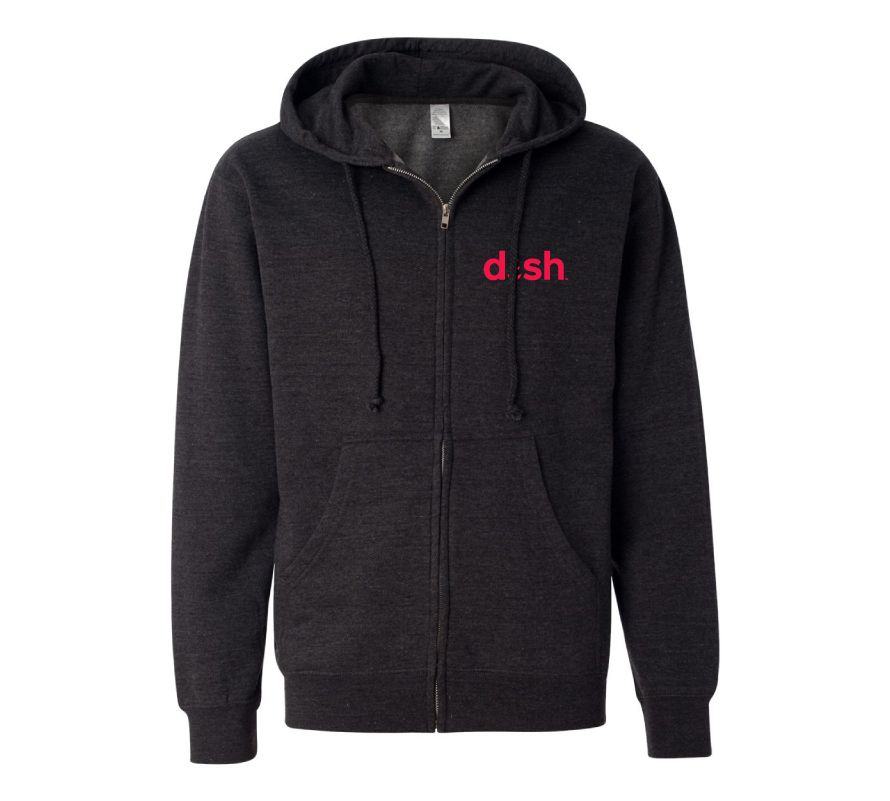 Midweight Full-Zip Hooded Sweatshirt with Dish Logo