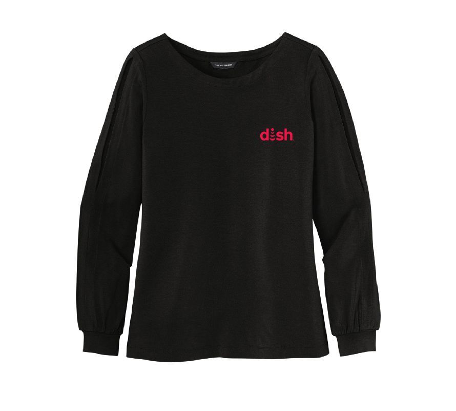 Ladies Luxe Knit Jewel Neck Top with Dish Logo