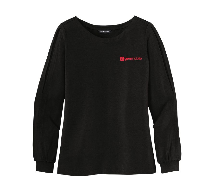 Ladies Luxe Knit Jewel Neck Top with GenMobile Logo