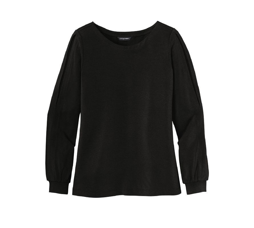 Ladies Luxe Knit Jewel Neck Top