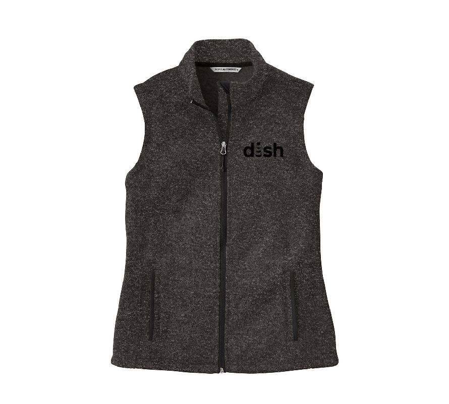 Ladies Sweater Fleece Vest with Dish Logo