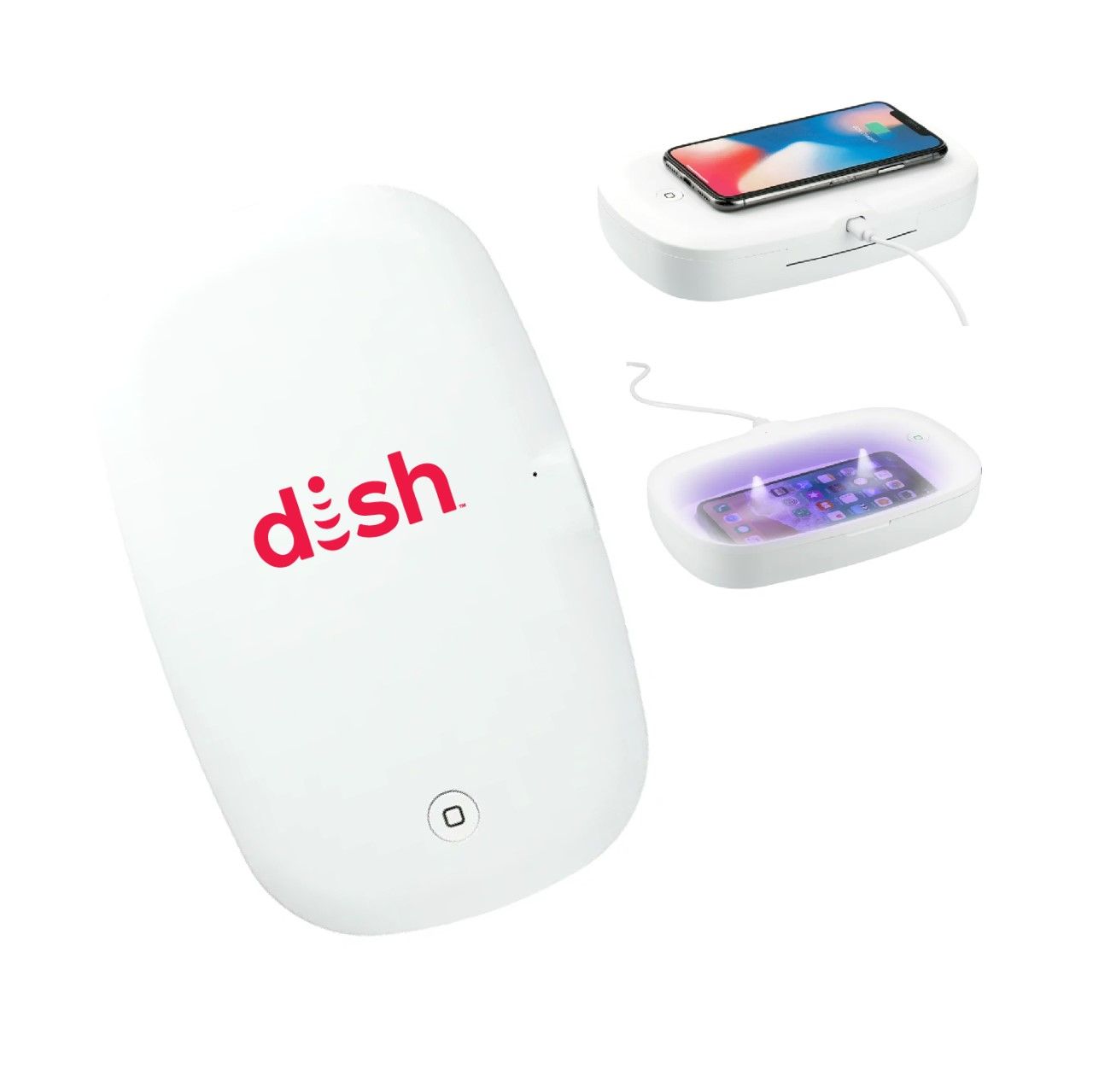 UV Phone Sanitizer with Wireless Charging Pad with Dish Logo