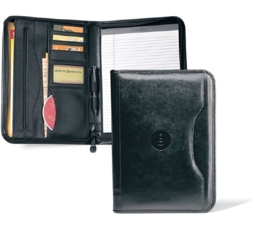 Deluxe Executive Vintage Leather Padfolio with Enterprise Logo