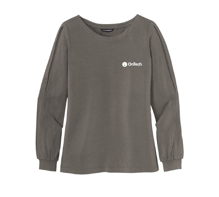 Ladies Luxe Knit Jewel Neck Top with OnTech Logo