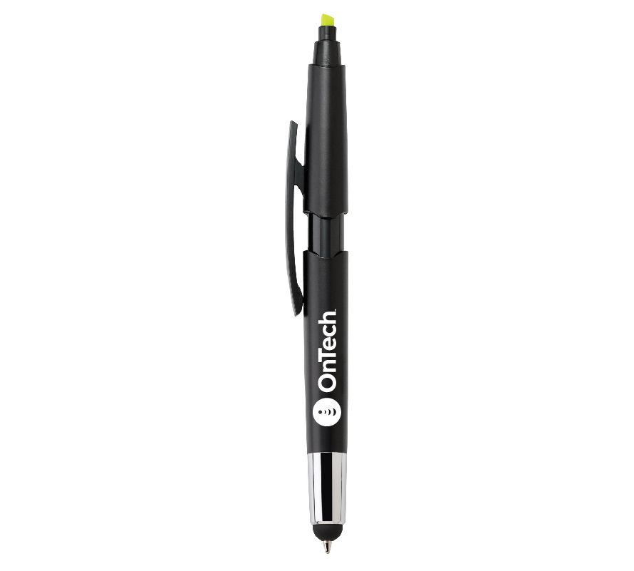 3-In-1 Ballpoint Pen/Highlighter/Stylus with OnTech Logo