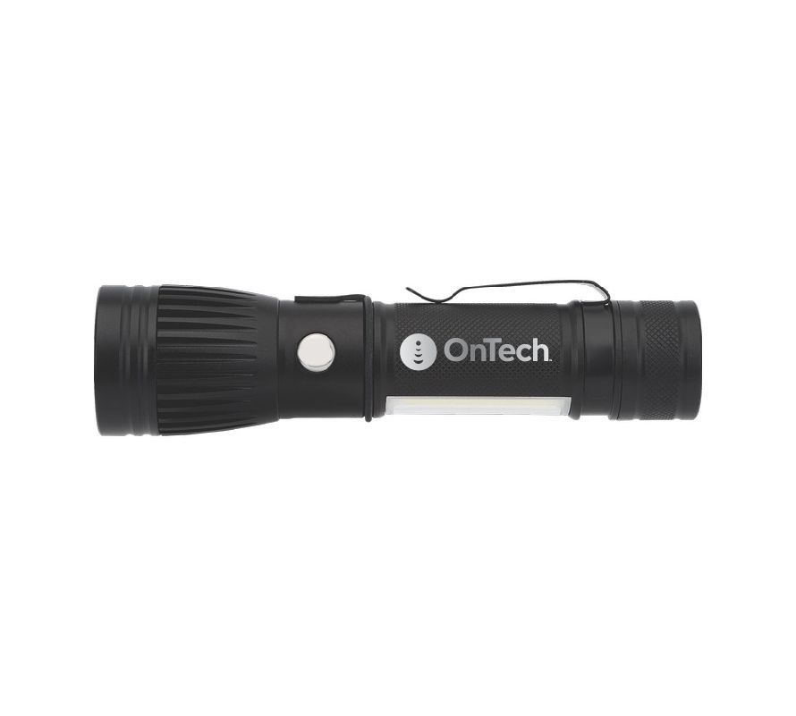 Channel LED / COB Rechargeable Flashlight with OnTech Logo