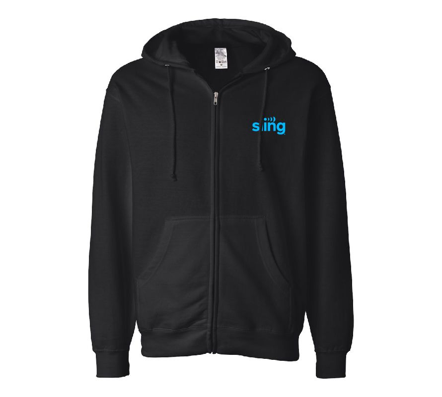 Midweight Full-Zip Hooded Sweatshirt with Sling Logo