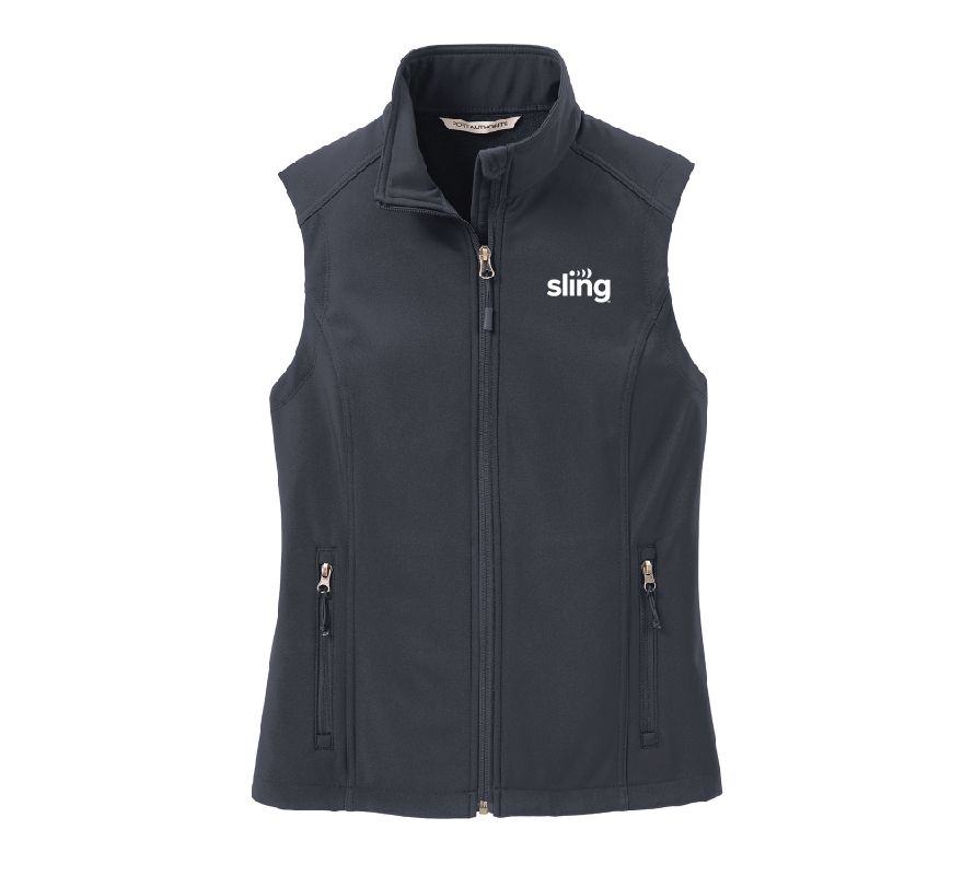 Ladies Core Soft Shell Vest with Sling Logo