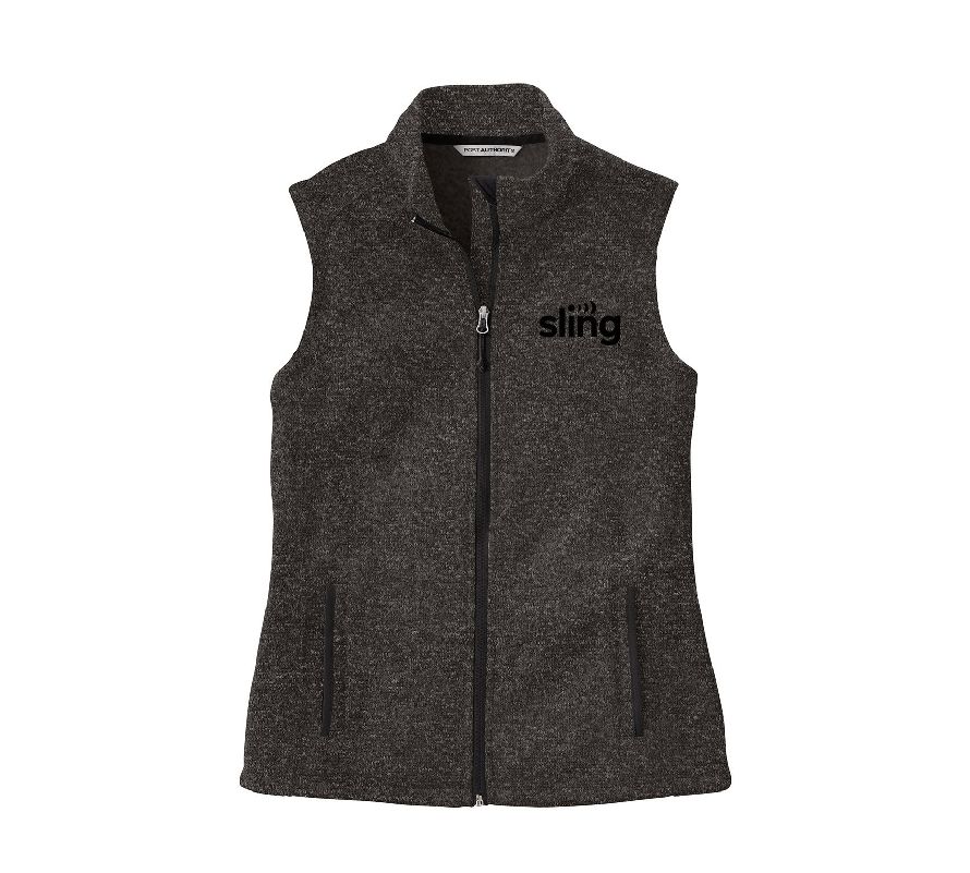 Ladies Sweater Fleece Vest with Sling Logo
