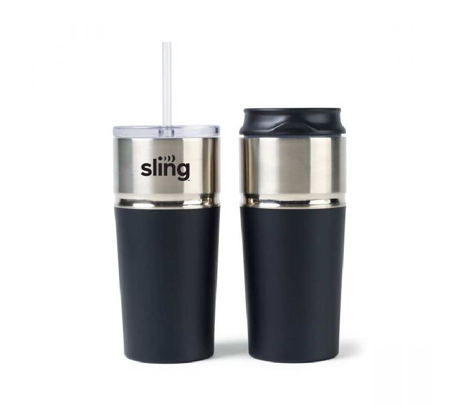 2-in-1 Double Wall Stainless Tumbler 16 Oz. with Sling Logo