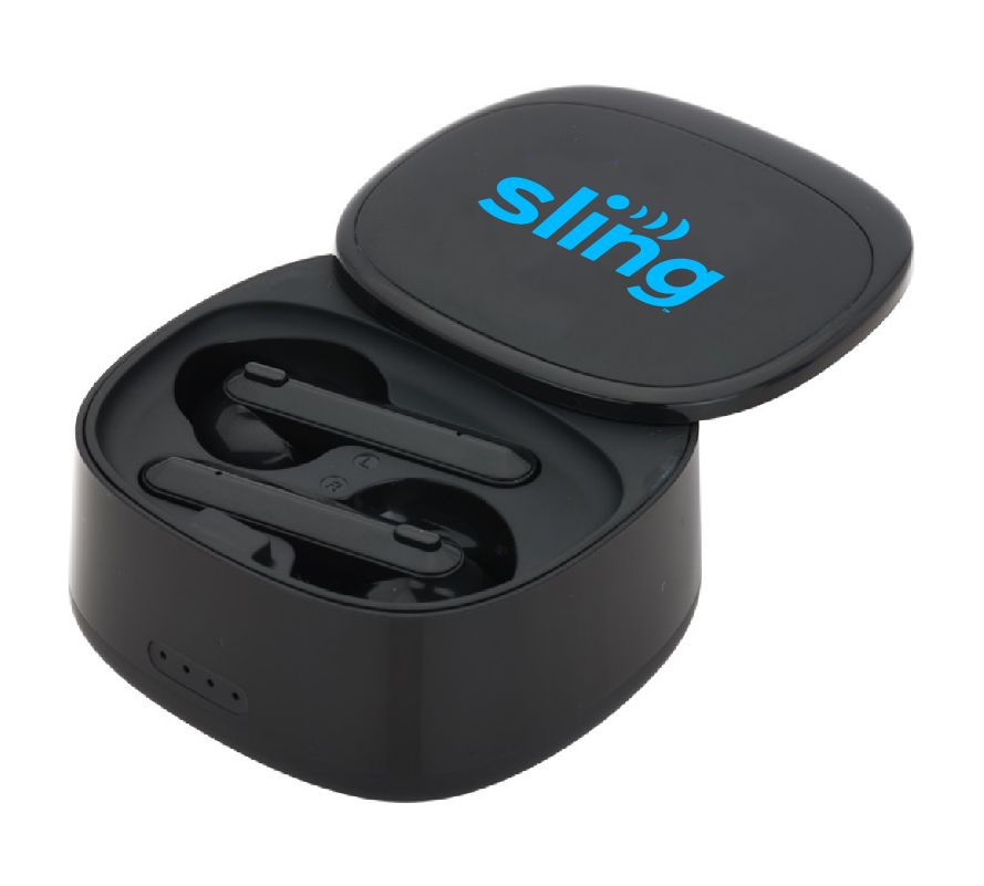 Swivel TWS Wireless Earbuds and Charger Case with Sling Logo