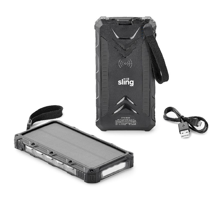 High Sierra Falcon Solar 10000 mAh Power Bank with Sling Logo