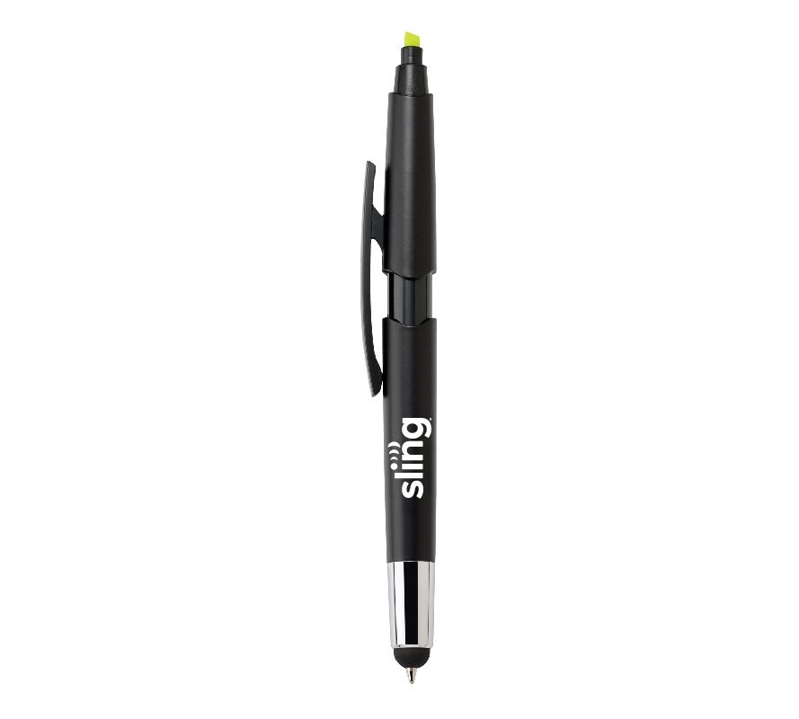 3-In-1 Ballpoint Pen/Highlighter/Stylus with Sling Logo