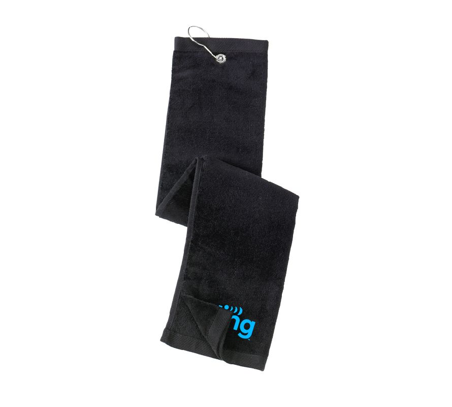 Grommeted Tri-Fold Golf Towel with Sling Logo