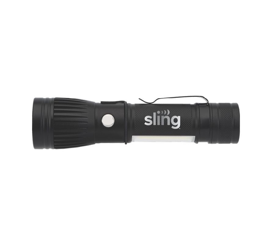 Channel LED / COB Rechargeable Flashlight with Sling Logo