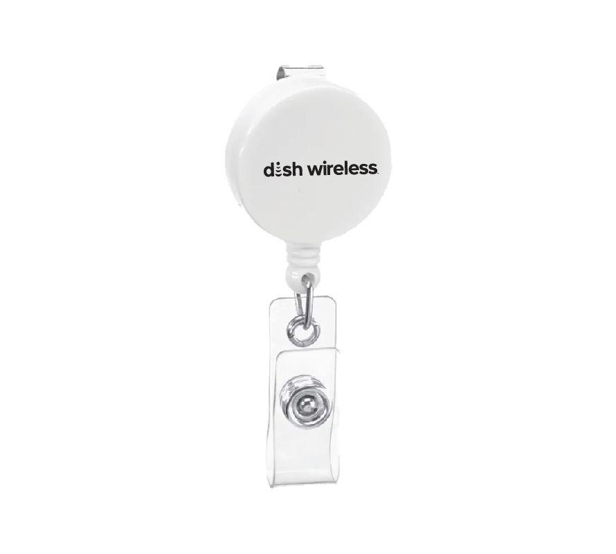 Round Badge Holder with Dish Wireless Logo