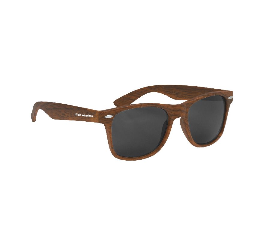 Malibu Woodtone Sunglasses with Dish Wireless Logo